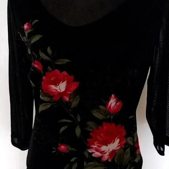 Emma James Floral Semi Sheer Black Top - Picture 3 of 11